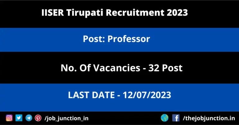 IISER Tirupati Professor Recruitment 2023