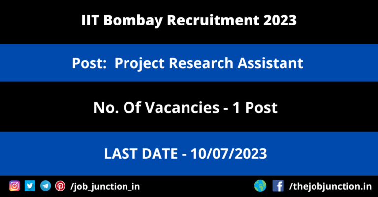 IIT Bombay Project Research Assistant Recruitment 2023