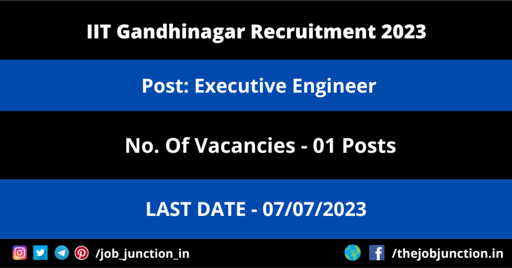 RITES Consultant Recruitment 2023 JOB JUNCTION IIT Gandhinagar Executive Engineer Recruitment 2023