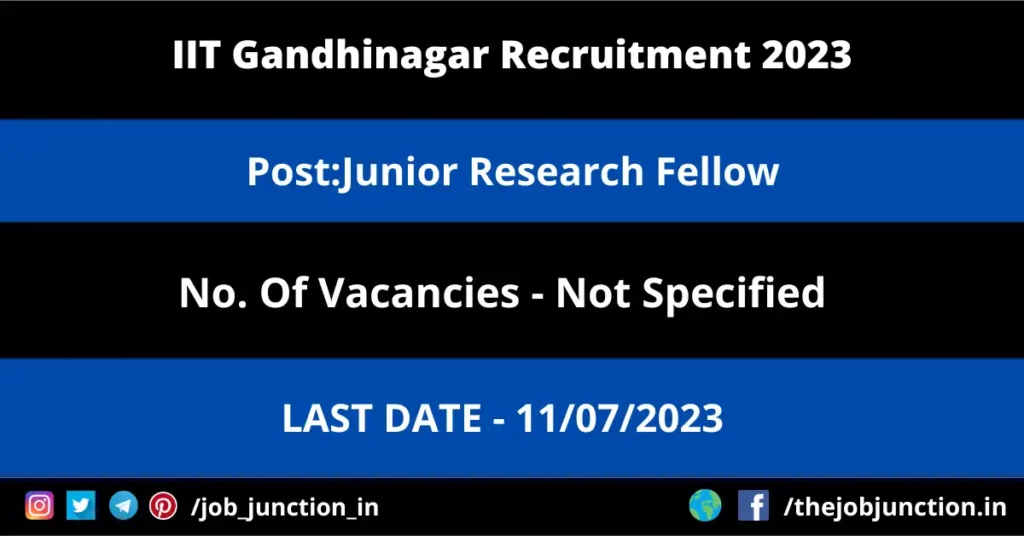 NIEPA Project Consultant Recruitment 2023 JOB JUNCTION IIT Gandhinagar JRF Recruitment 2023