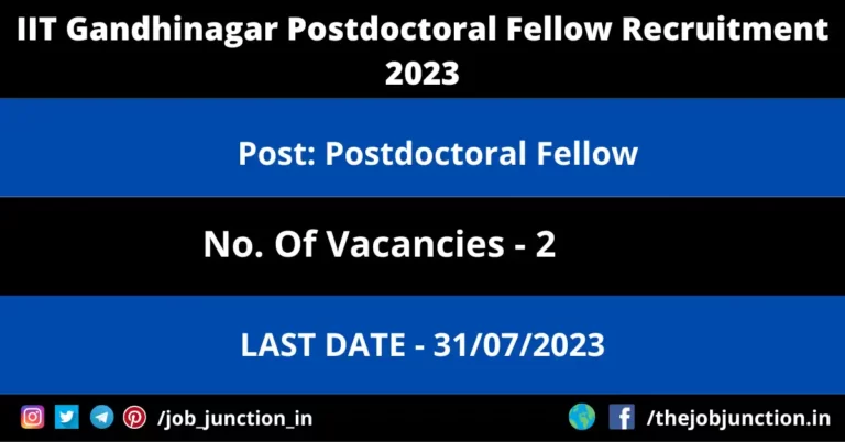 IIT Gandhinagar Postdoctoral Fellow Recruitment 2023
