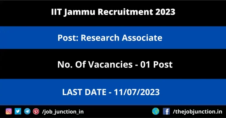 IIT Jammu Research Associate Recruitment 2023