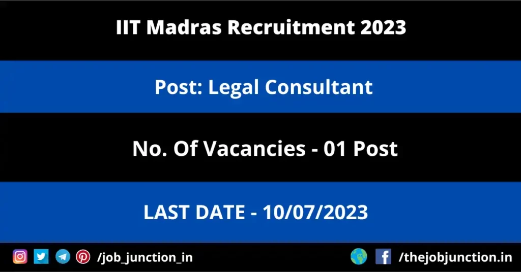 AIC Management Trainee Recruitment 2023 JOB JUNCTION IIT Madras Legal Consultant Recruitment 2023