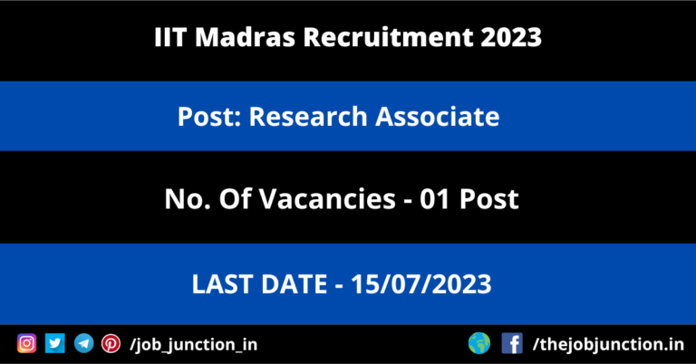 IIT Madras Research Associate Recruitment 2023