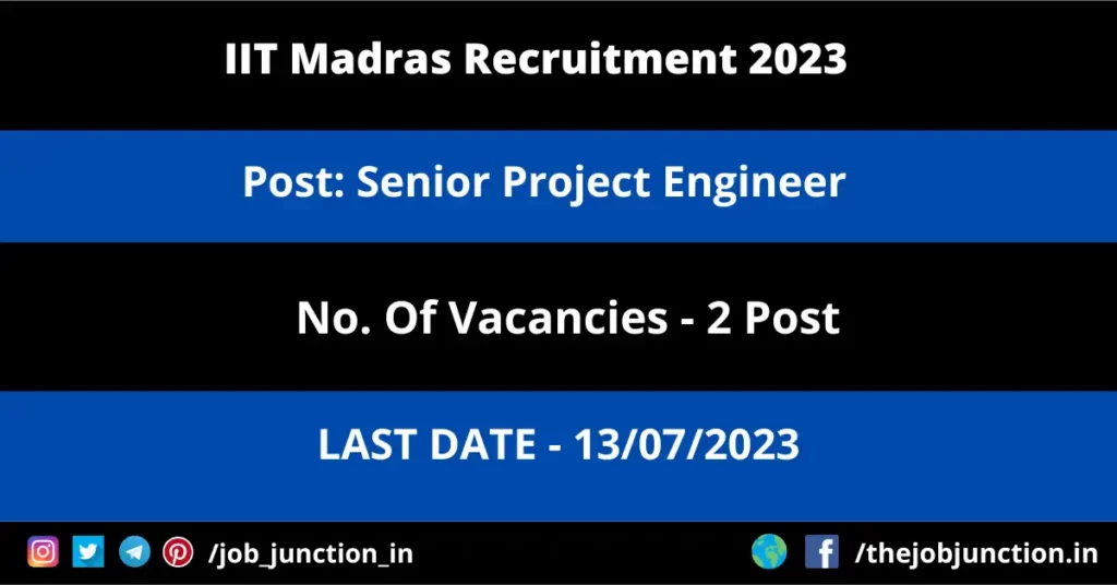 RITES Consultant Recruitment 2023 JOB JUNCTION IIT Madras SPE Recruitment 2023