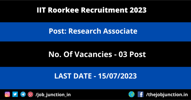 IIT Roorkee Research Associate Recruitment 2023