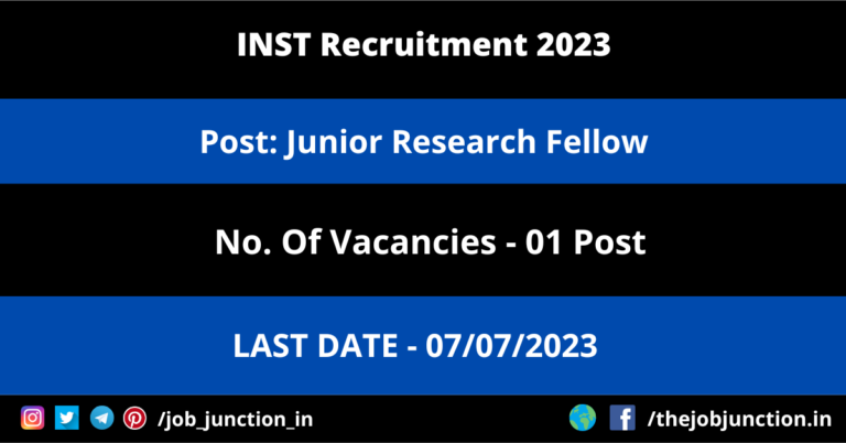 INST JRF Recruitment 2023