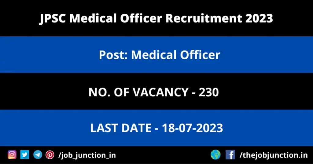 JSSC Supervisor Recruitment 2023 JOB JUNCTION JPSC Medical Officer Recruitment 2023