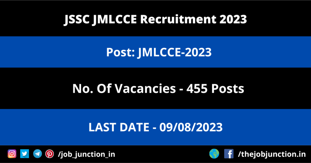 JSSC Supervisor Recruitment 2023 JOB JUNCTION JSSC JMLCCE Recruitment 2023