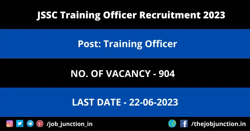 Western Railway Apprentice Recruitment 2023 JOB JUNCTION JSSC Training Officer Recruitment 2023