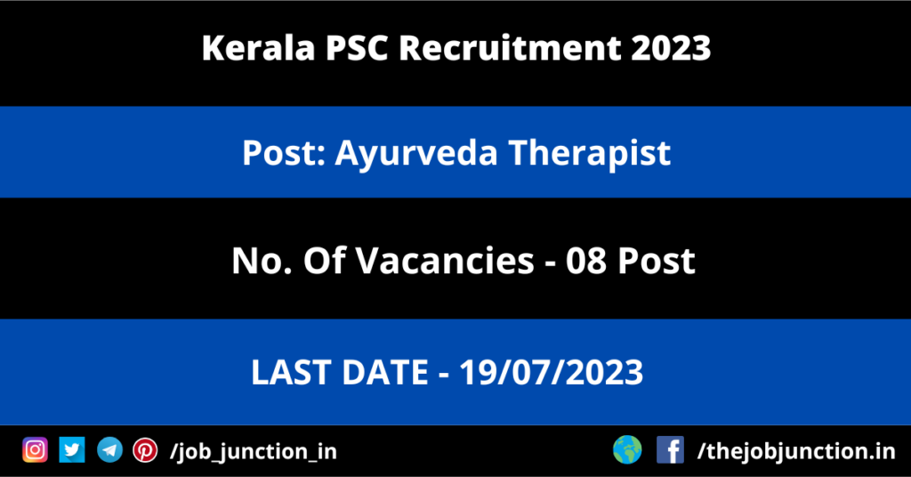 BECIL Senior Technical Officer Recruitment 2023 JOB JUNCTION Kerala PSC Ayurveda Therapist Recruitment 2023