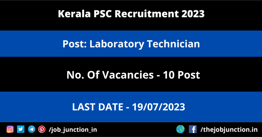 BECIL Senior Technical Officer Recruitment 2023 JOB JUNCTION Kerala PSC Laboratory Technician Recruitment 2023