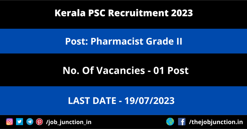 BECIL Senior Technical Officer Recruitment 2023 JOB JUNCTION Kerala PSC Pharmacist Recruitment 2023