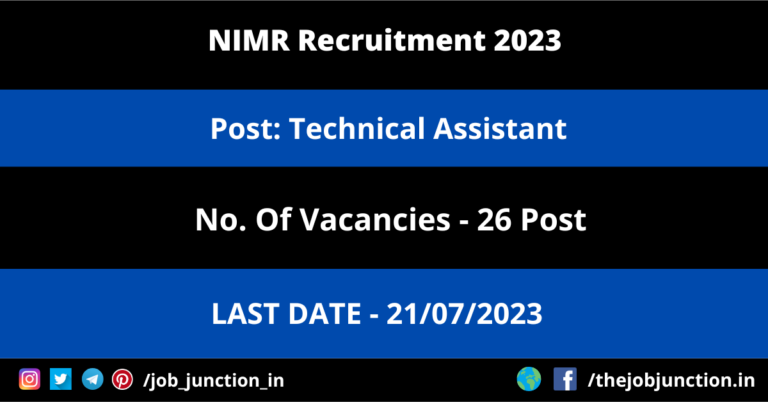 NIMR Technical Assistant Recruitment 2023