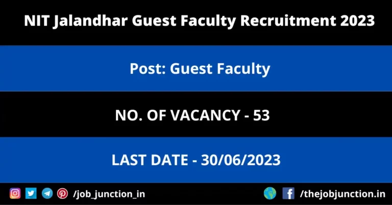 NIT Jalandhar Guest Faculty Recruitment 2023