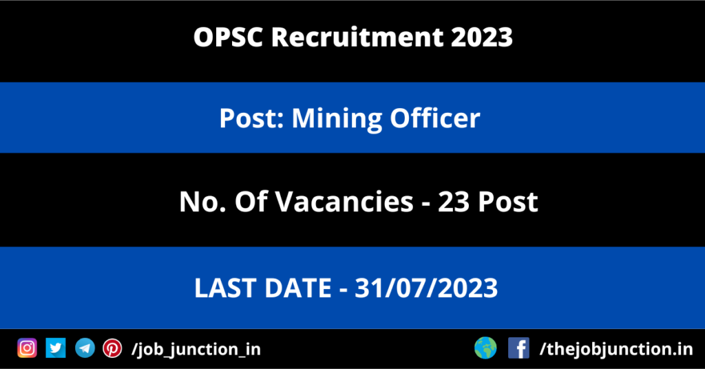 RITES Consultant Recruitment 2023 JOB JUNCTION OPSC Mining Officer Recruitment 2023