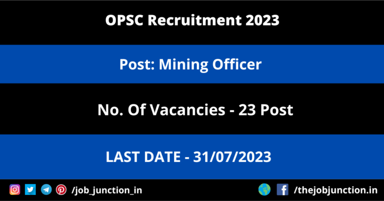OPSC Mining Officer Recruitment 2023