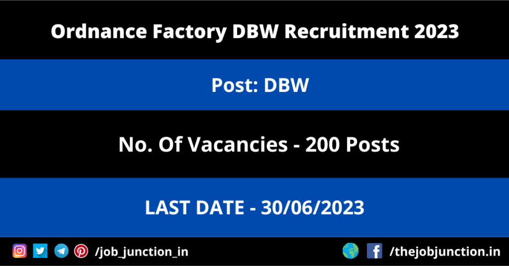 SSMC Rewa Recruitment 2023 JOB JUNCTION Ordnance Factory DBW Recruitment 2023