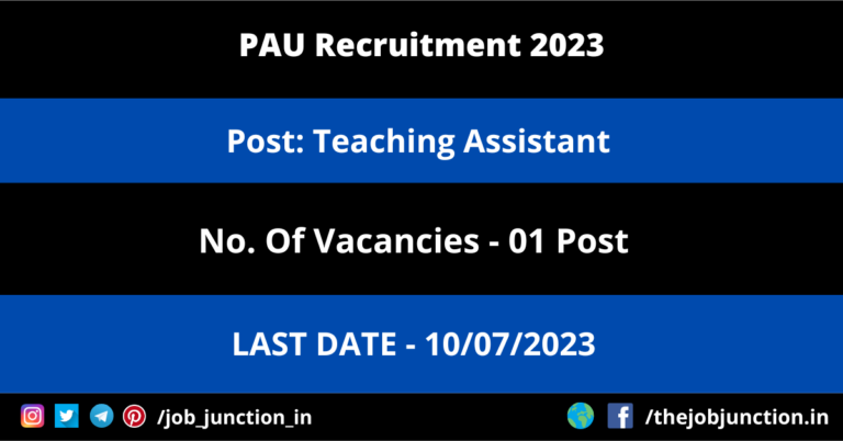 PAU Teaching Assistant Recruitment 2023