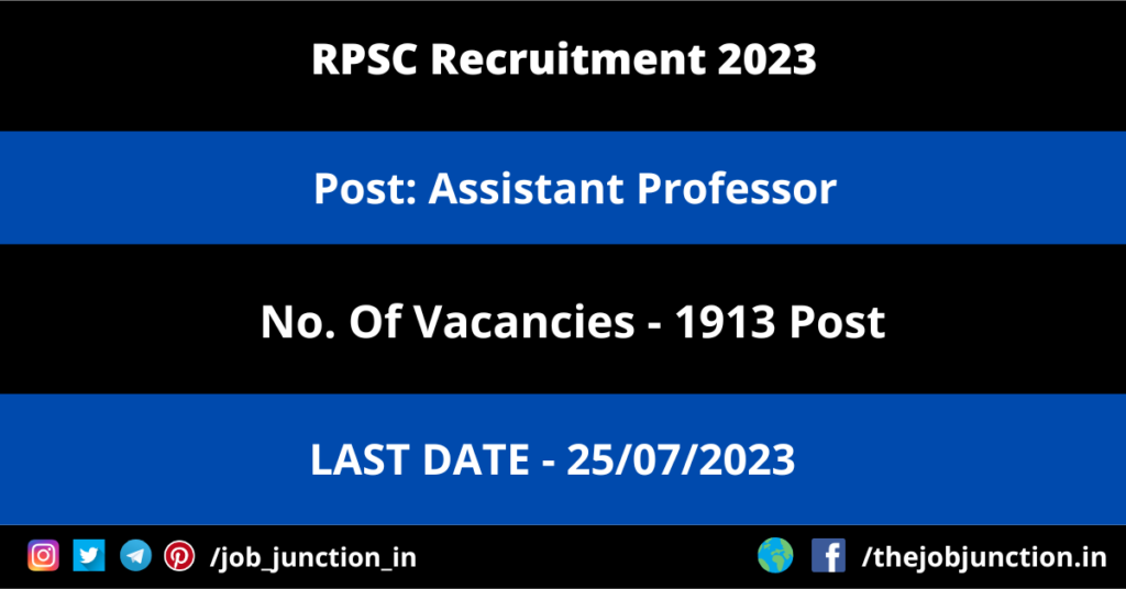 AIC Management Trainee Recruitment 2023 JOB JUNCTION RPSC Assistant Professor Recruitment 2023
