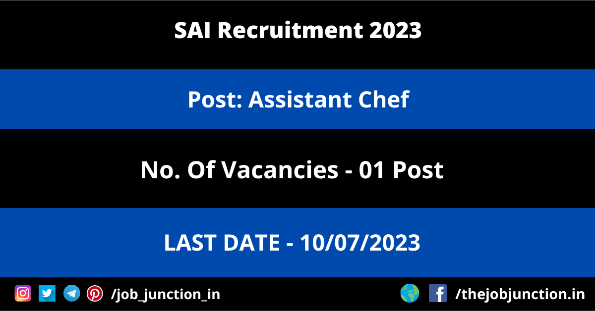 SAI Assistant Chef Recruitment 2023