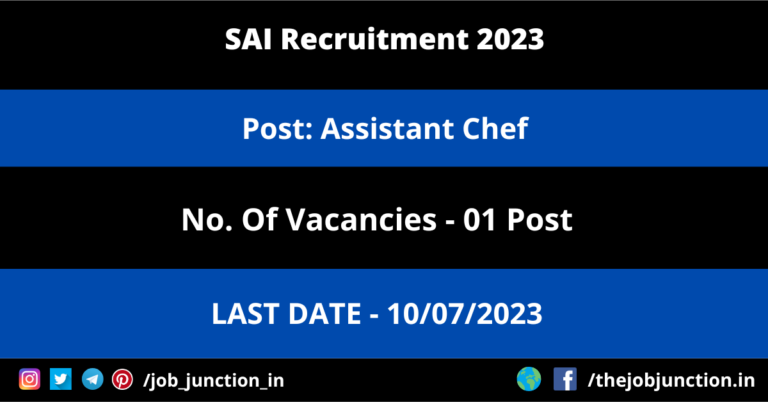 SAI Assistant Chef Recruitment 2023