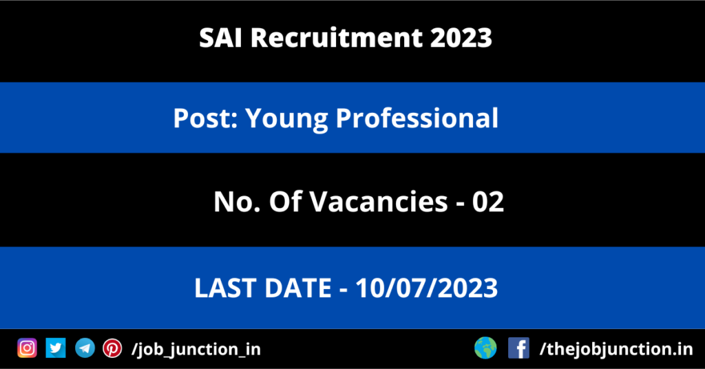 TMC Medical Officer Recruitment 2023 JOB JUNCTION SAI Young Professional Jobs 2023