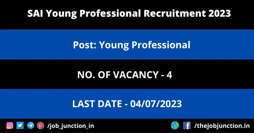 SAI Gym Instructor Recruitment 2023 JOB JUNCTION SAI Young Professional Recruitment 2023