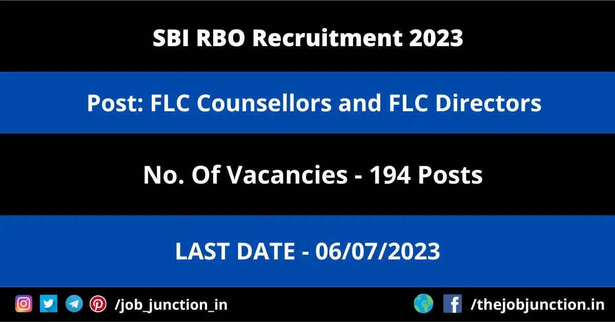 SBI RBO Recruitment 2023 - JOB JUNCTION