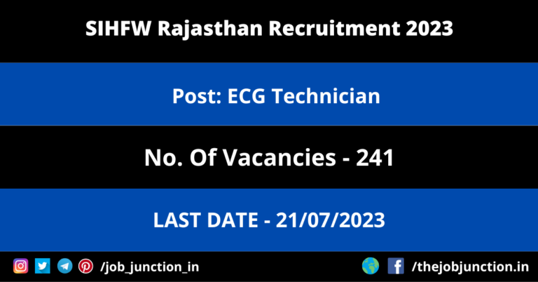 SIHFW Rajasthan ECG Technician Recruitment 2023