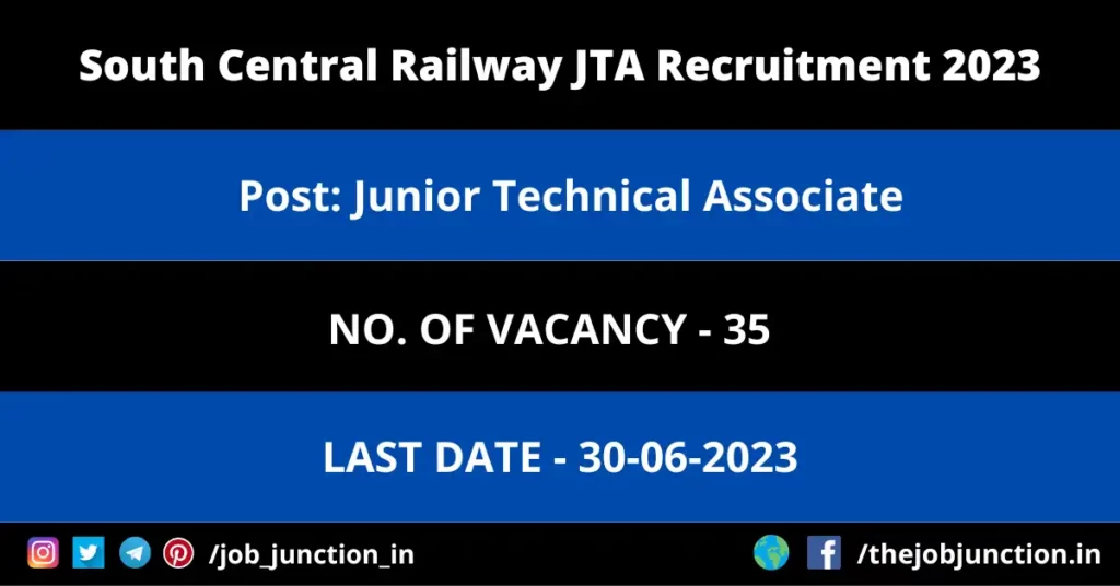 South Central Railway JTA Recruitment 2023