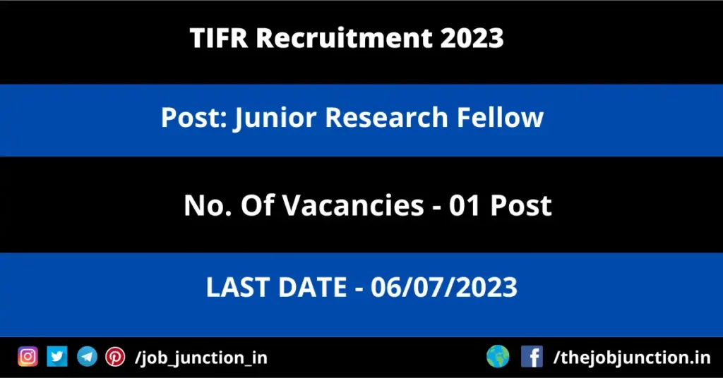 IISER Pune Project Scientist Recruitment 2023 JOB JUNCTION TIFR JRF Recruitment 2023
