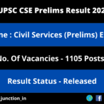 UPSC CDS 1 Result 2022 JOB JUNCTION UPSC CSE Prelims Result 2023
