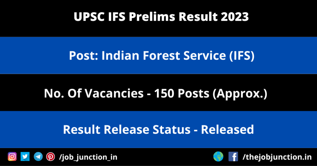 UPSC CSE Prelims Result 2023 JOB JUNCTION UPSC IFS Prelims Result 2023