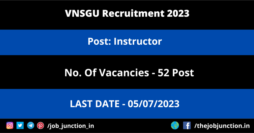 OSSSC Educator Recruitment 2026 JOB JUNCTION VNSGU Instructor Recruitment 2023