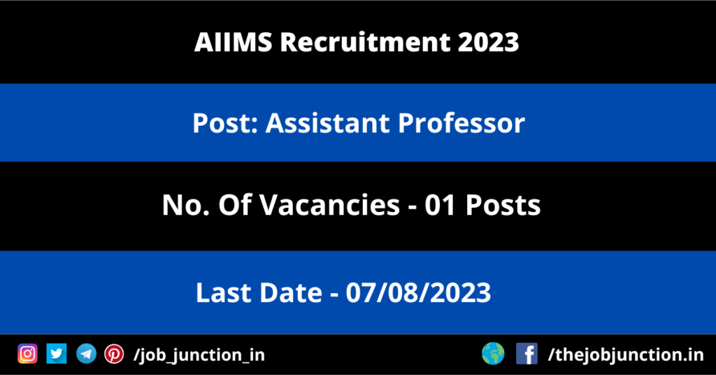 PMC Recruitment 2023 JOB JUNCTION AIIMS Nagpur Assistant Professor Recruitment 2023