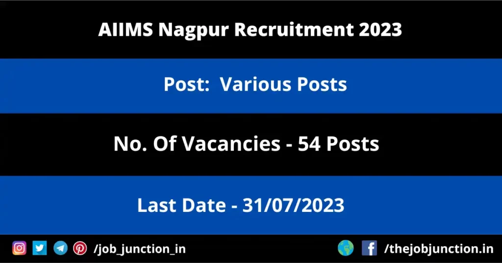 MMRCL Recruitment 2023 JOB JUNCTION AIIMS Nagpur Recruitment 2023