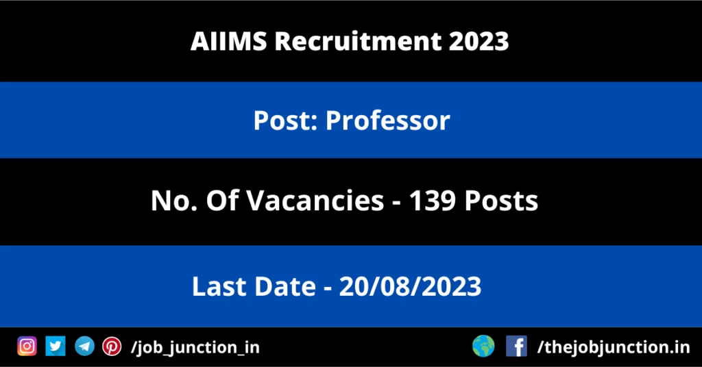 PMC Recruitment 2023 JOB JUNCTION AIIMS Raebareli Professor Recruitment 2023