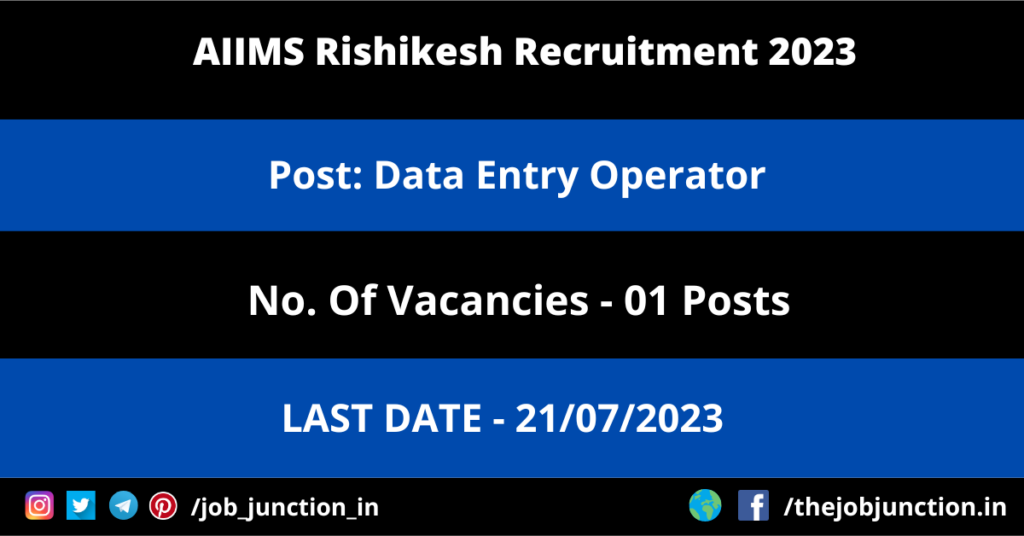IIT Roorkee Research Associate Recruitment 2023 JOB JUNCTION AIIMS Rishikesh DEO Recruitment 2023
