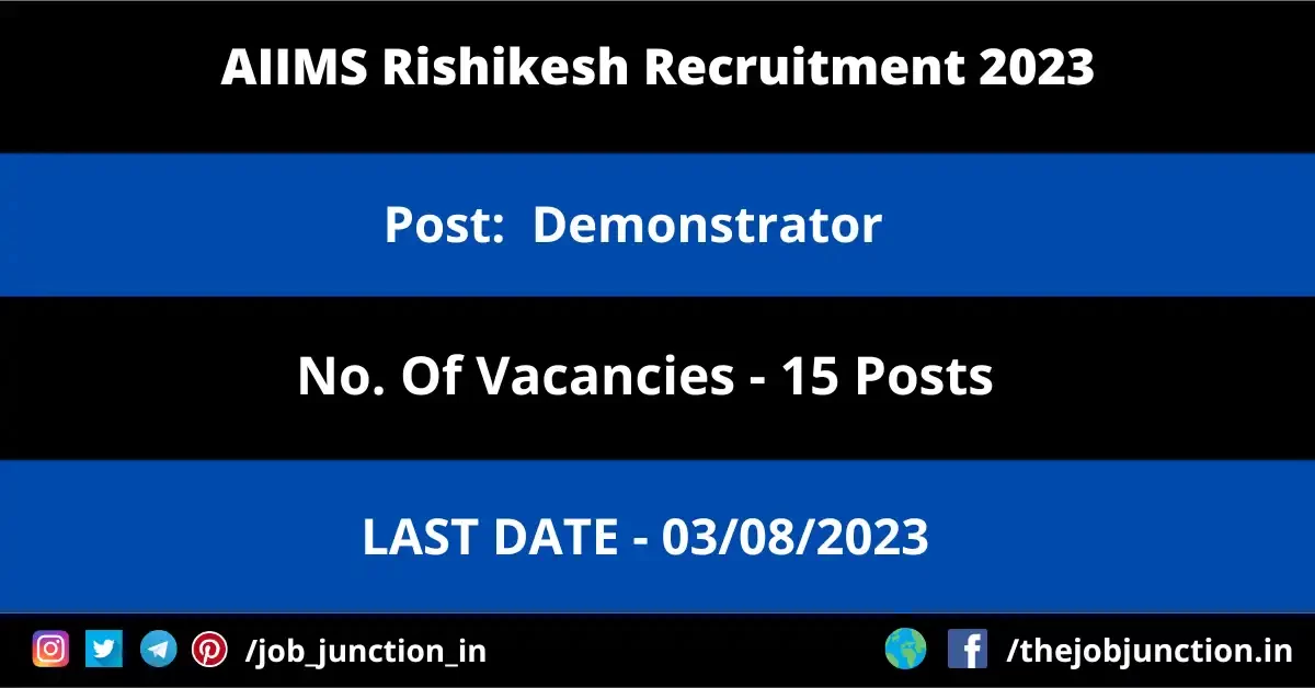 AIIMS Rishikesh Demonstrator Recruitment 2023