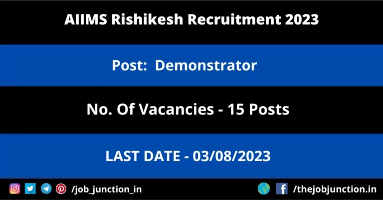 AIIMS Rishikesh Demonstrator Recruitment 2023