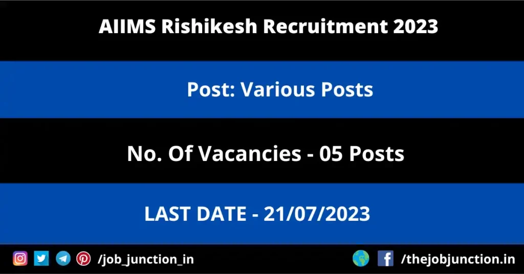 PMC Recruitment 2023 JOB JUNCTION AIIMS Rishikesh Recruitment 2023