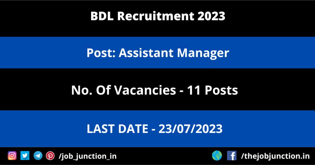 SLIET Assistant Professor Recruitment 2023 JOB JUNCTION BDL Assistant Manager Recruitment 2023