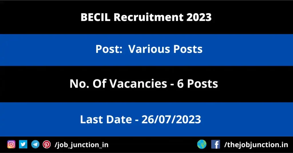 NPCIL Apprentice Recruitment 2023 JOB JUNCTION BECIL Recruitment 2023
