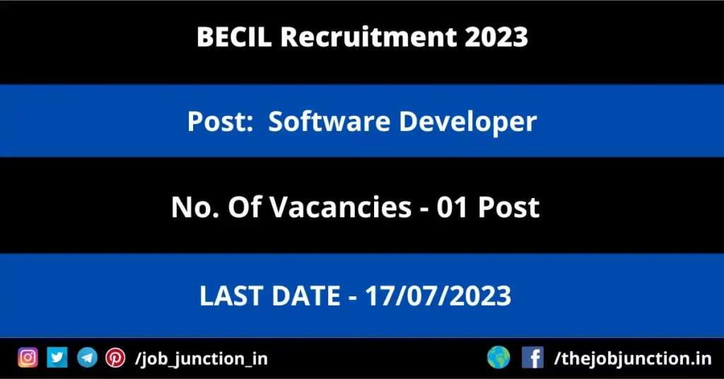 PSPCL Assistant Engineer Recruitment 2023 JOB JUNCTION BECIL Software Developer Recruitment 2023