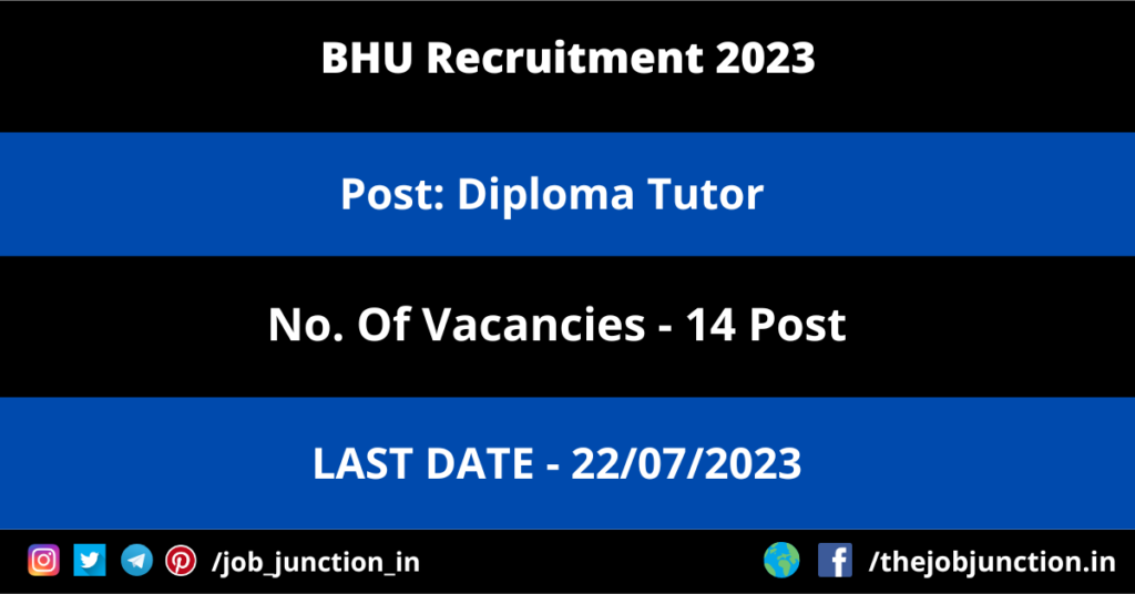ISP Nashik Recruitment 2023 JOB JUNCTION BHU Diploma Tutor Recruitment 2023
