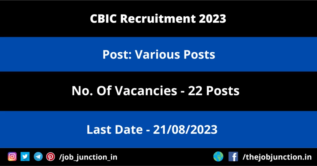 IARI Recruitment 2023 JOB JUNCTION CBIC Recruitment 2023