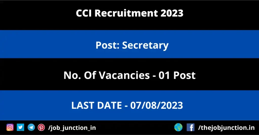 NHSRC Consultant Recruitment 2023 JOB JUNCTION CCI Secretary Recruitment 2023