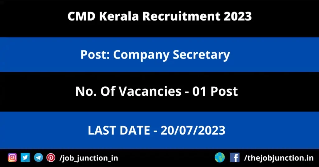 NHIDCL Recruitment 2026 JOB JUNCTION CMD Kerala CS Recruitment 2023