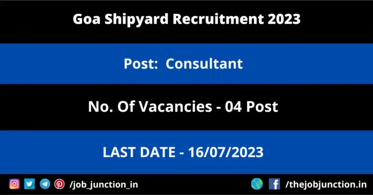 Goa Shipyard Consultant Recruitment 2023